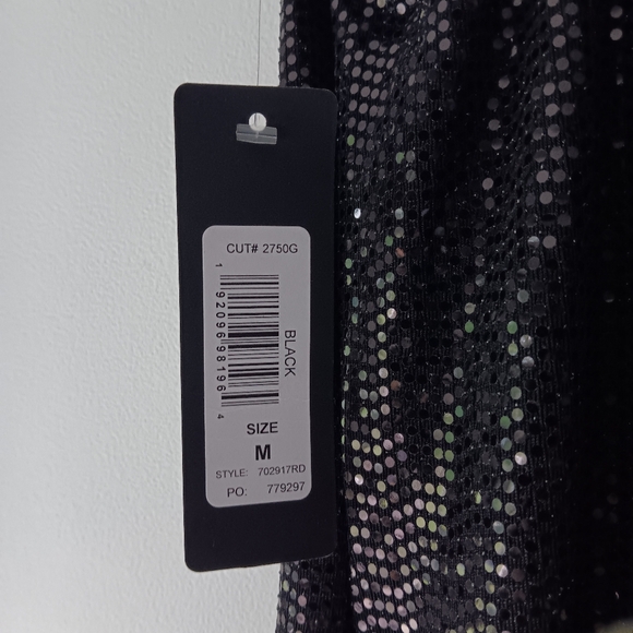 NEW Bebe Shiny Metallic Maxi Dress Spaghetti Strap Draped Neck Side Slit Medium - Picture 3 of 15